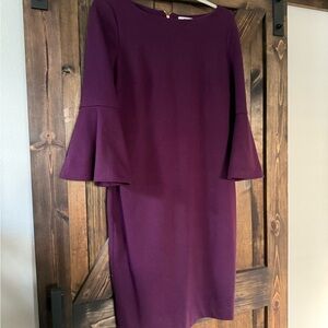 Calvin Klein Rich Purple Long Sleeve Dress